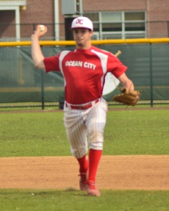 Ocean City's Kyle Andrews posted a 6-1 record with a 1.04 ERA on the mound this season for the Red Raiders, and also was a key offensive contributor as a shortstop when he wasn't pitching. (Glory Days photos/Dave O'Sullivan