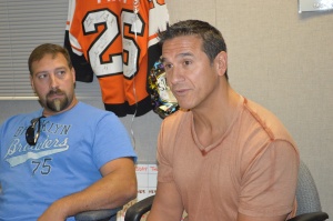 Kevin Grubb, left, of Upper Township and an Ocean City High School graduate, and Ray Goldstein of Egg Harbor Township, talk about the league during Saturday's radio interview.